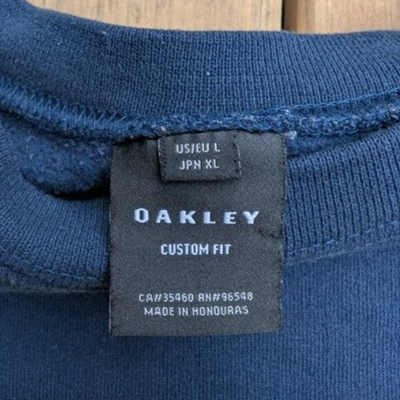 Oakley Custom Fit Crewneck Sweatshirt US L Blue with Yellow Logo - Picture 3 of 6